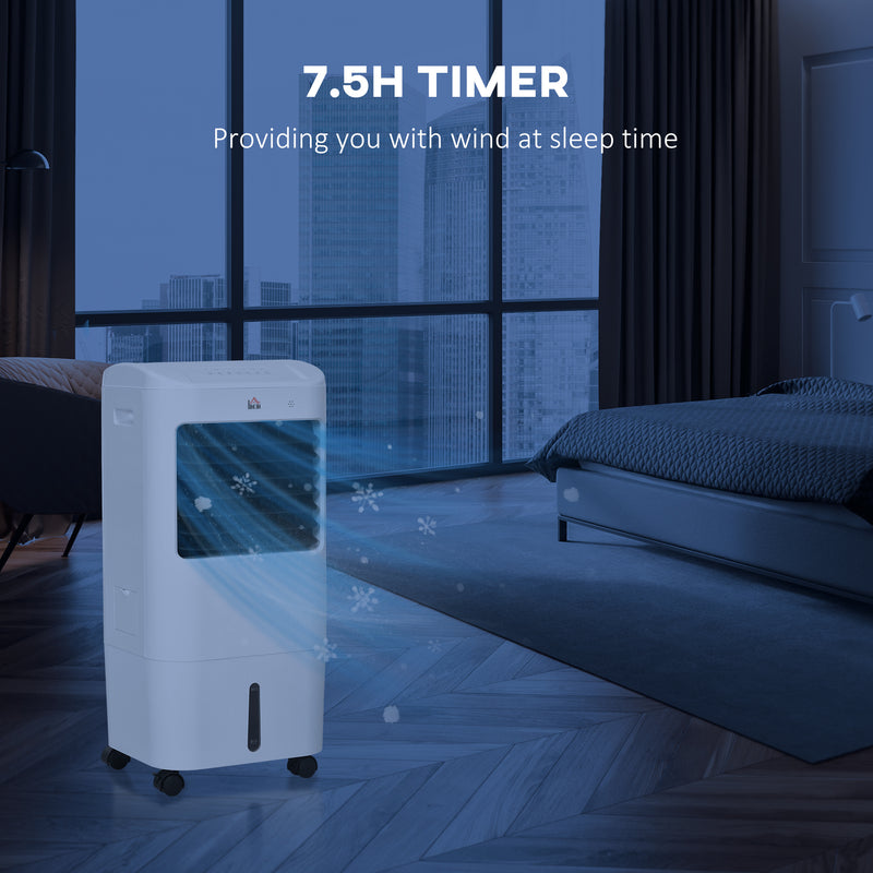 Portable Evaporative Air Cooler with 15L Tank Remote Control and Timer for Home Office, White