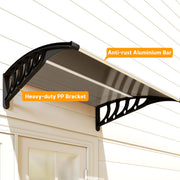 103x97cm Curved Window and Door Rain Shelter Awning With UV Protection For Porch or Entryway, Brown Polycarbonate