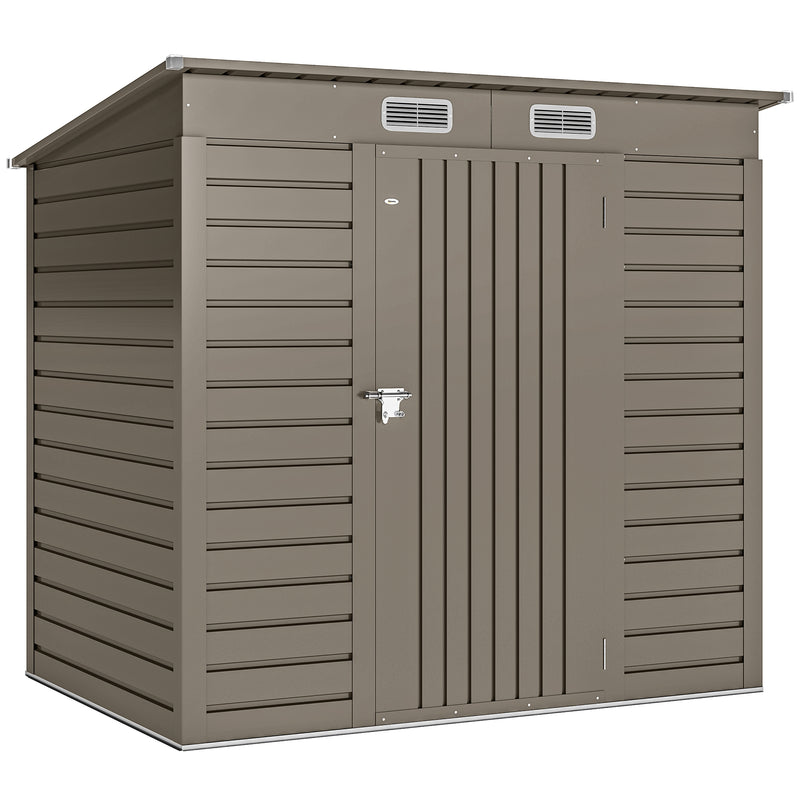 Galvanised Steel Garden Storage Shed With Lockable Door Weatherproof 4 x 6ft Grey AOSOM