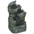 Dark Grey Garden Water Feature with LED Lights for Outdoor Decor by Outsunny