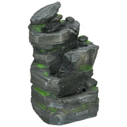 Dark Grey Garden Water Feature with LED Lights for Outdoor Decor by Outsunny