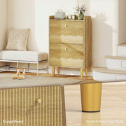 Slim Shoe Cabinet for Narrow Hallways with Adjustable Shelves and Top Storage Oak AOSOM