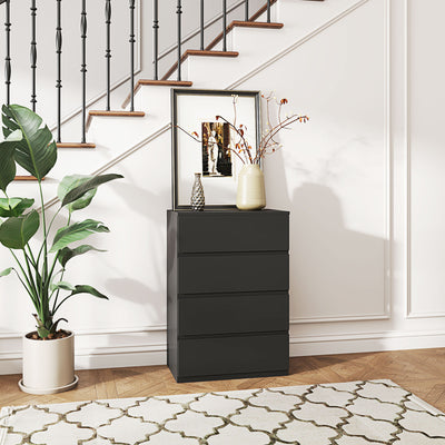4 Drawer Chest of Drawers Modern Storage Unit for Bedroom Organisation, Grey