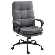 Grey Fabric Swivel Office Chair With Double Padded Seat For All Day Comfort