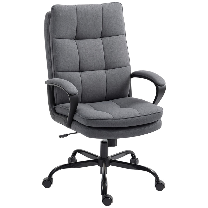 Grey Fabric Swivel Office Chair With Double Padded Seat For All Day Comfort