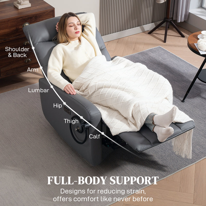 Grey Electric Recliner Armchair with USB Type C Port and Phone Holder by HOMCOM