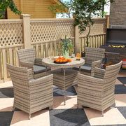 Grey 5 Piece Rattan Garden Furniture Set With Two Tier Coffee Table by Outsunny