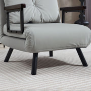 Light Grey 4-in-1 Velvet Feel Single Sleeper Chair Bed with Pillow by HOMCOM