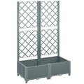Raised Garden Bed with Trellis and Water Reservoir for Climbing Plants and Veggies Grey Outsunny