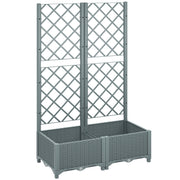 Raised Garden Bed with Trellis and Water Reservoir for Climbing Plants and Veggies Grey Outsunny