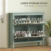 Green Modern 4 Drawer Shoe Cabinet with Ample Storage for Hallways by HOMCOM