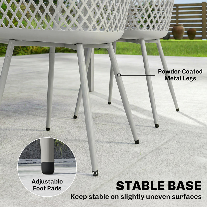 Garden Dining Chairs Set of 4 with Comfortable Support and Easy Care Grey Outsunny