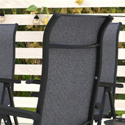 Set of 4 Grey Folding Garden Chairs with 7 Position Reclining Backs for Outdoor Use