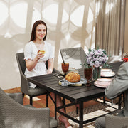 Grey 6 Seater Rattan Patio Dining Set with Cushions and Slatted Table for Garden by Outsunny