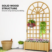 Wooden Raised Garden Planter With Trellis Ideal For Climbing Plants And Herbs Natural Outsunny
