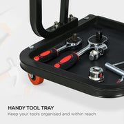 Mechanic Stool with Tool Tray and Wheels for Comfortable Garage Work Red and Black AOSOM