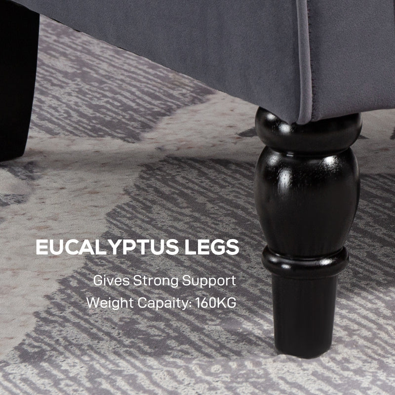 Charcoal Grey Wingback Accent Chair with Tufted Upholstery for Living Room or Bedroom by HOMCOM