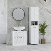 White Under Sink Bathroom Cabinet With Adjustable Shelf and Open Storage by HOMCOM