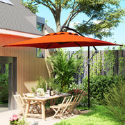 Orange 3m Cantilever Overhanging Parasol with Cross Base by Outsunny