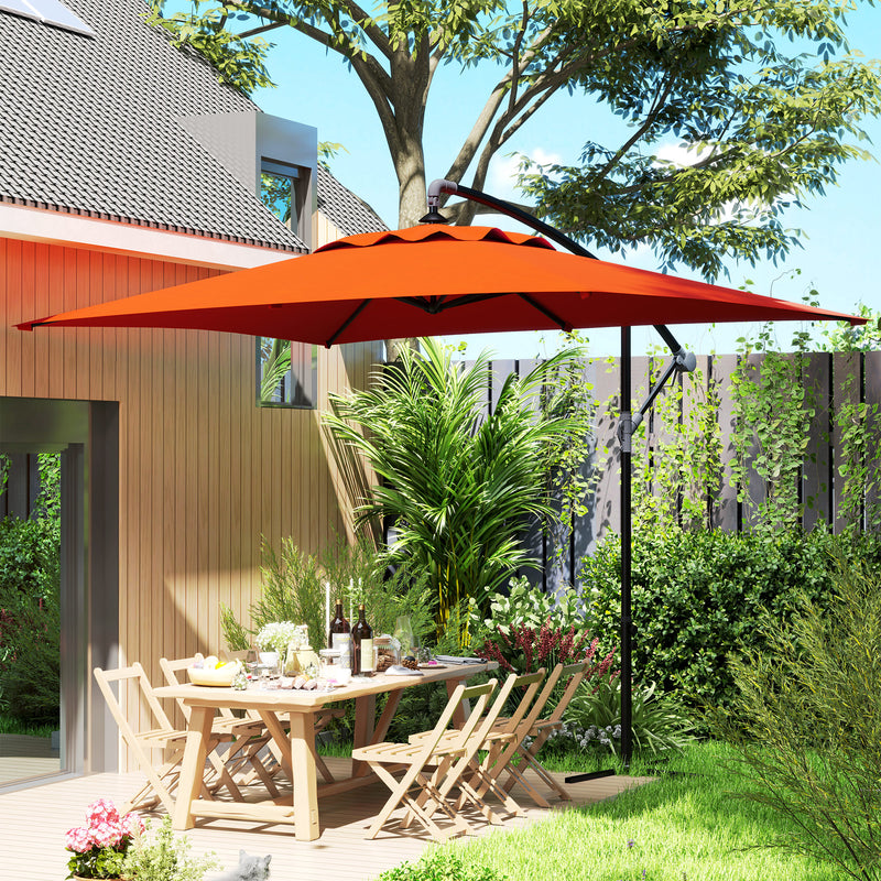 Orange 3m Cantilever Overhanging Parasol with Cross Base by Outsunny