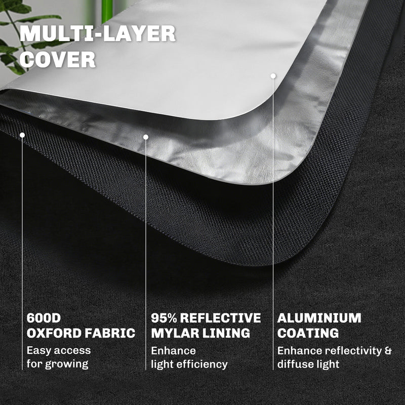 Hydroponic Indoor Grow Tent With Reflective Mylar And Observation Window For Growing Indoor Plants