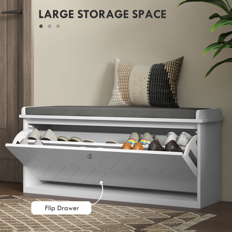 10 Shoe Storage Bench With Cushioned Seat Ideal For Hallways Or Bedrooms White Grey
