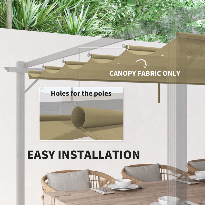 Retractable Pergola Shade Cover Replacement Canopy for 4 x 3m Pergola Tan by Outsunny