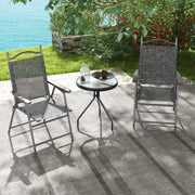 Set of 2 Folding Garden Chairs with Breathable Mesh Seats for Outdoor Use Grey AOSOM