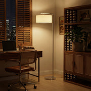 Floor Lamp with Overhead Soft Light for Living Room or Bedroom Silver and White AOSOM