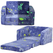 2 in 1 Kids Folding Bed and Armchair with Glow in the Dark Cushion Cover, Blue