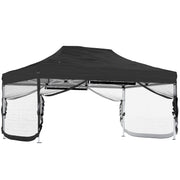 Pop Up Gazebo with Mesh Sides for Quick Garden Shelter and Sun Protection Black Outsunny