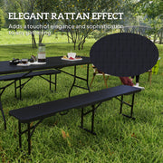 Folding Picnic Table and Bench Set for Camping and Outdoor Dining with Carry Handles Black AOSOM
