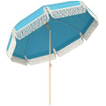 Tilting Beach Parasol with Sand Screw Base for Shade at Beach or Garden Outsunny