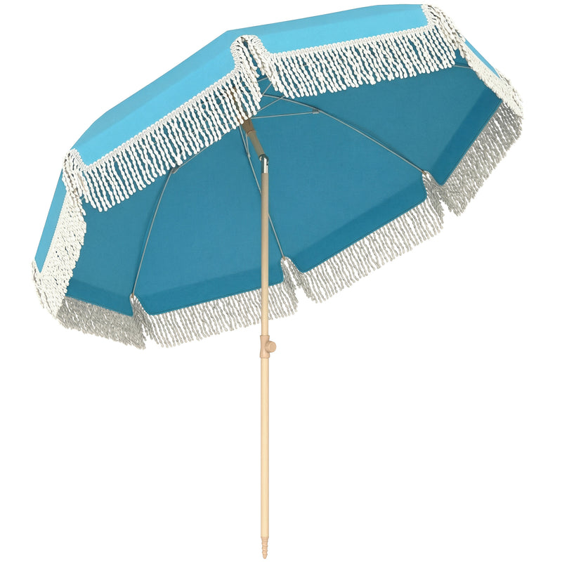 Tilting Beach Parasol with Sand Screw Base for Shade at Beach or Garden