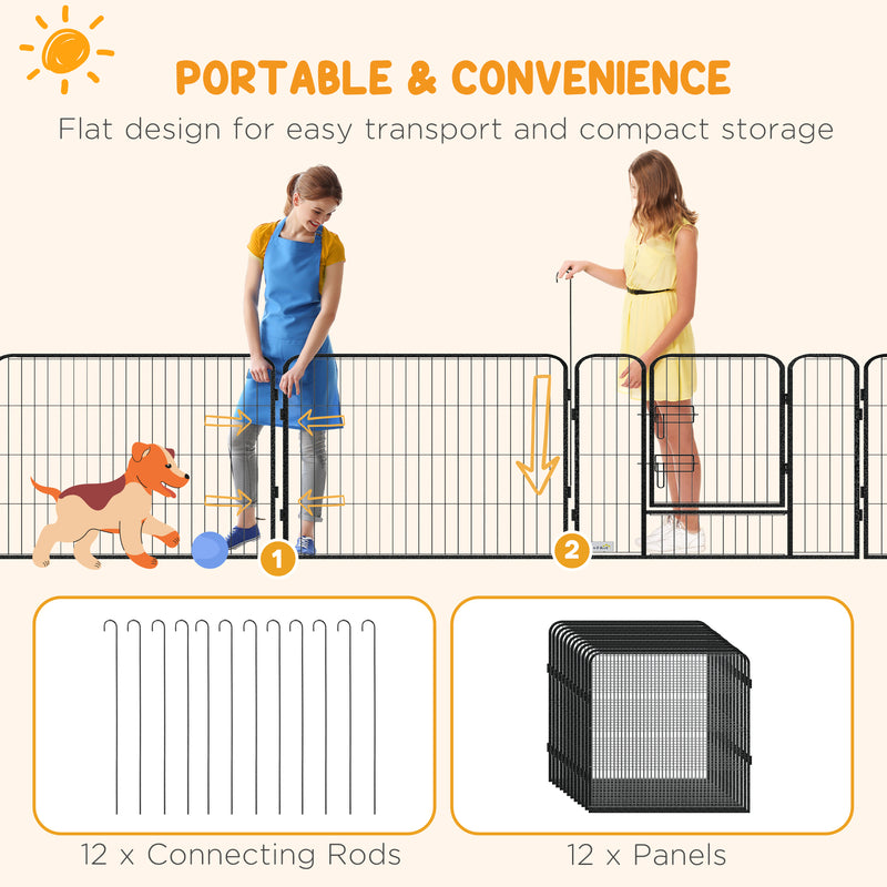 Silver 12 Panel Heavy Duty Puppy Playpen for Small Dogs Indoor and Outdoor Use by PawHut
