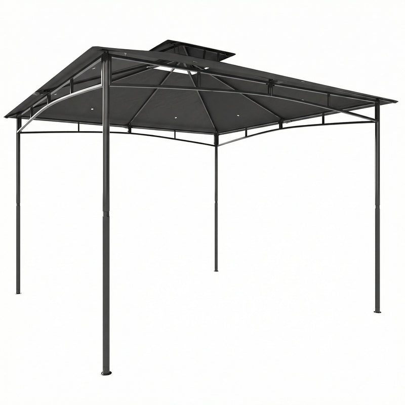 3x3m Metal Garden Gazebo with Weatherproof Canopy for Outdoor Dining and Gatherings, Dark Grey Outsunny