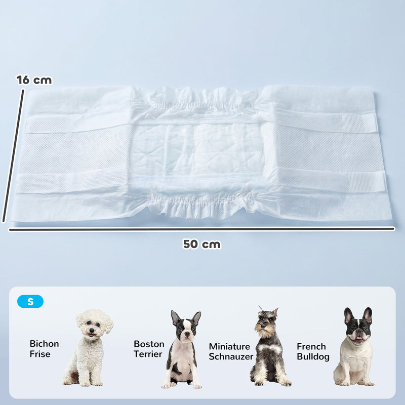 Disposable Dog Nappies for Small Male Dogs Prevent Leaks and Messes Pack of 48 White Pawhut