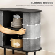 Modern Sideboard with Fluted Sliding Doors and Storage Shelves for Kitchen or Dining, Grey