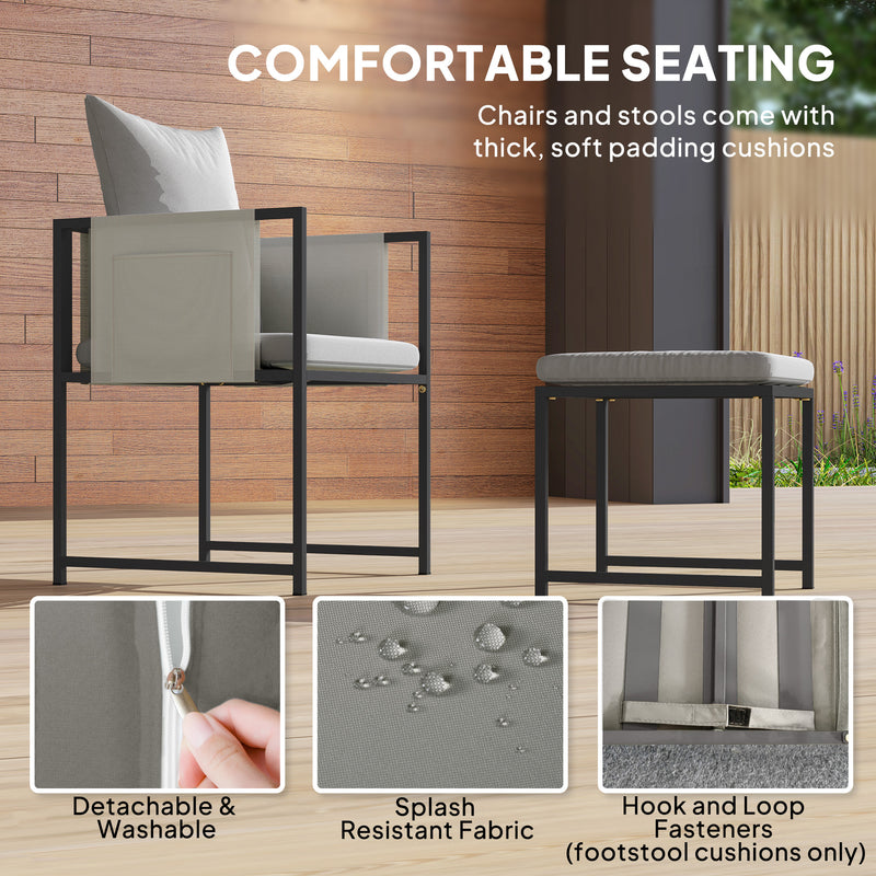 Garden Dining Set 8 Seater Space Saving Cube with Cushions and Storage, Black/Grey Outsunny