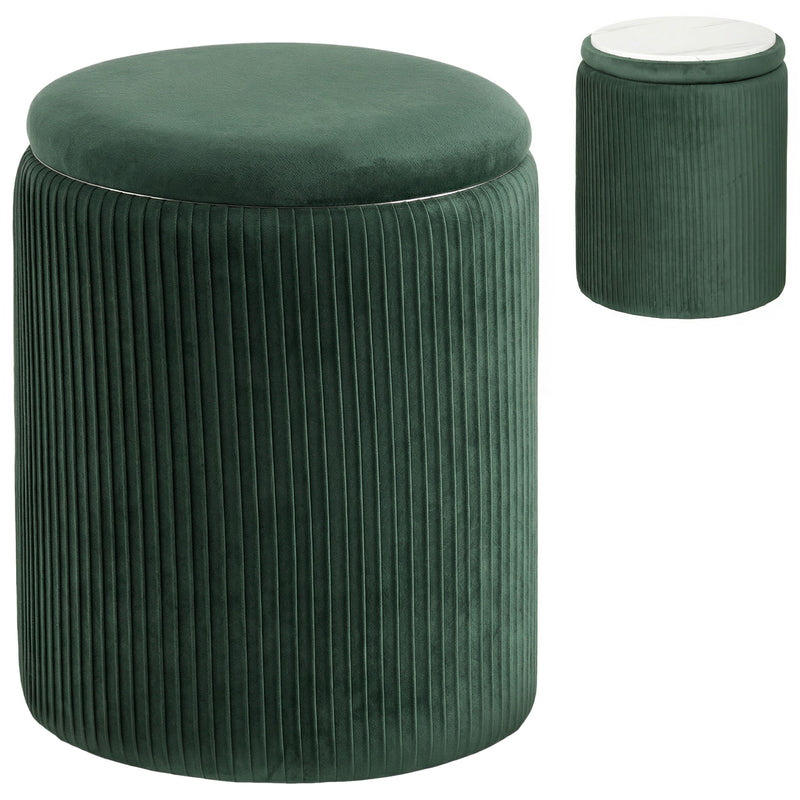 Ottoman Storage Bench with Reversible Coffee Table Lid and Hidden Compartment Dark Green