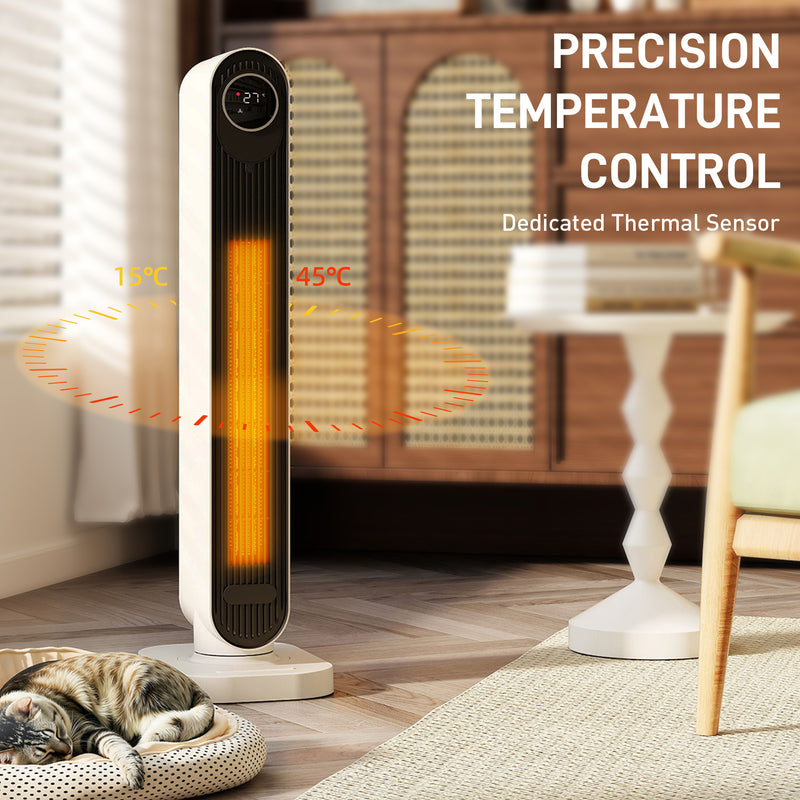 2000W Ceramic Electric Fan Heater With Timer, Remote Control and Oscillation for Home Use White
