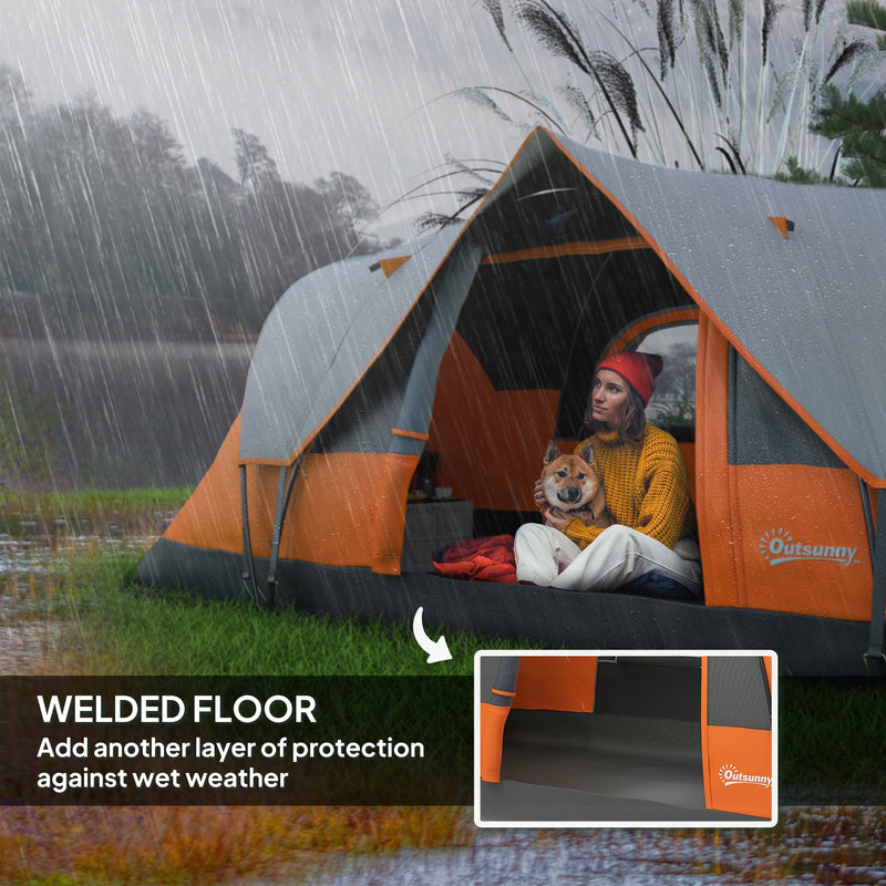 Family Blackout Tent for 6 People with Single Spacious Room and Easy Setup Orange Grey