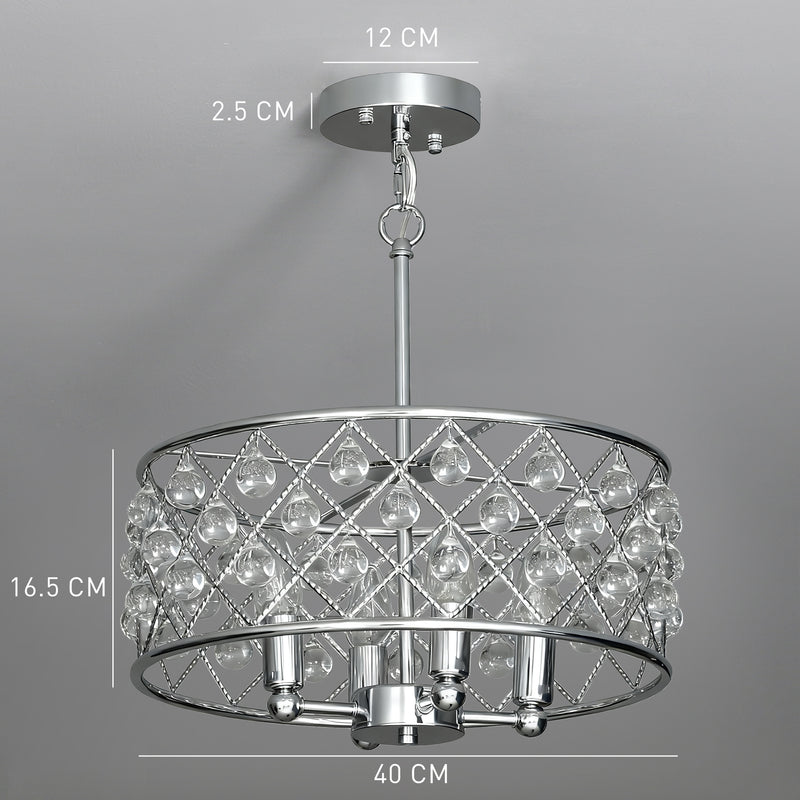Four Bulb Crystallite Chandelier Light Fixture Adds Elegance To Living Room Silver Tone