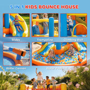 Bouncy Castle with Double Slides and Water Cannons for Active Garden Play Multicolour AOSOM
