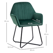 Upholstered Armchair with Metal Base Ideal for Living Room or Bedroom Seating Green