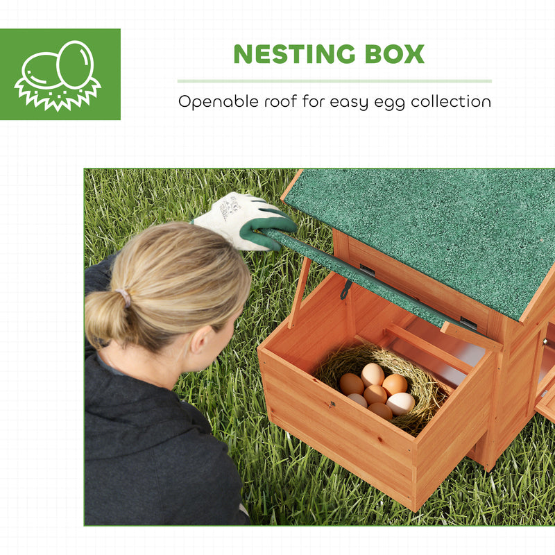 Wooden Chicken Coop for 2 with Nesting Box and Weatherproof Roof for UK Gardens Orange AOSOM