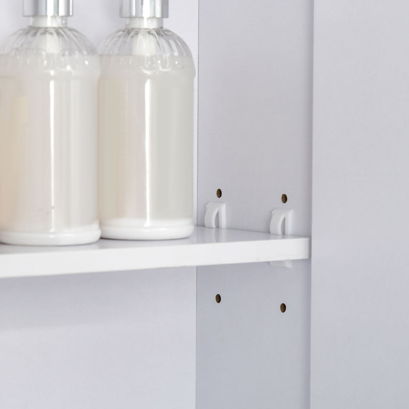 Wall Mounted Bathroom Mirror Cabinet With Adjustable Shelf and Double Doors, White