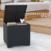 Set of 2 Rattan Storage Ottomans with Cushions for Garden Balcony and Poolside in Cream by Outsunny