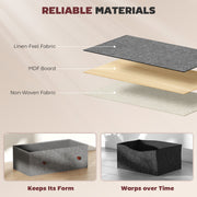 6 Drawer Fabric Chest of Drawers with Wooden Top for Bedroom Storage Grey and Rustic Brown