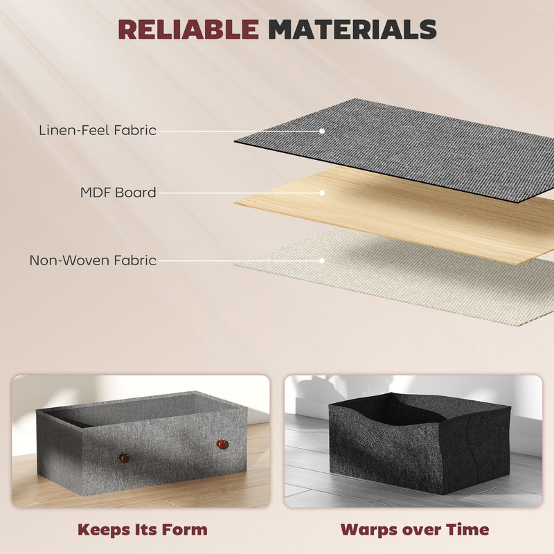 6 Drawer Fabric Chest of Drawers with Wooden Top for Bedroom Storage Grey and Rustic Brown